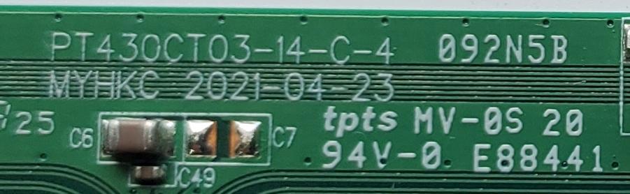 T-CON PARA TV HKPRO / NUMERO DE PARTE PT430CT03-14-C-4 / 2601620051600C / 2601620057400C34T / 2601620051600C3 / PANEL LVF430HKDX E0065 / DISPLAY PT430CT03-14 / MODELOS HKP43R01 / HKP43R02 - Imagen 2